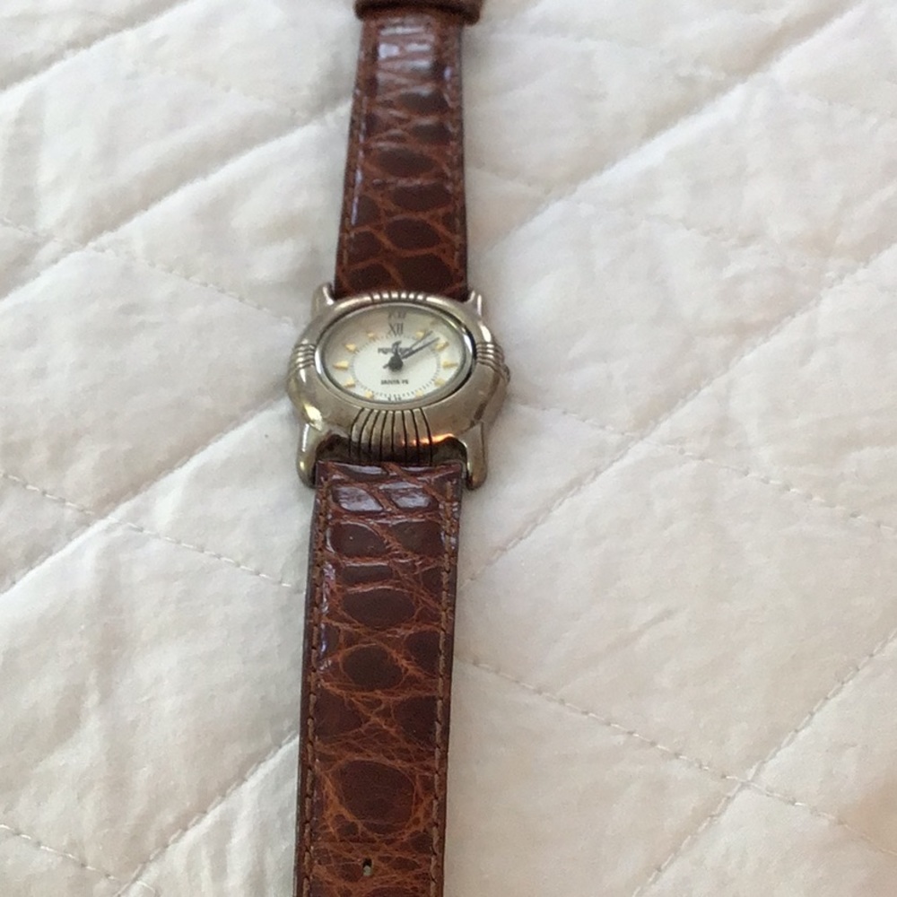 Sterling/crocodile wristwatch